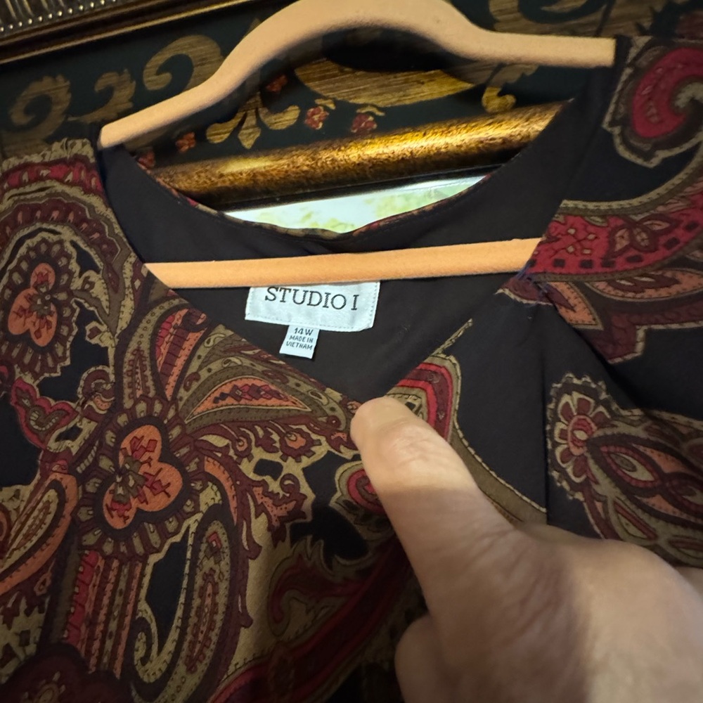 Studio I Red and Brown Paisley Dress